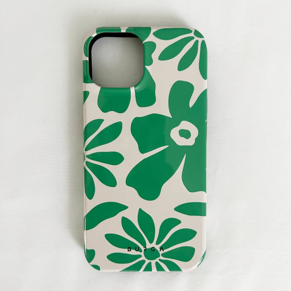 BURGA Tough Magsafe iPhone 14 Case - Green Beige Floral Print